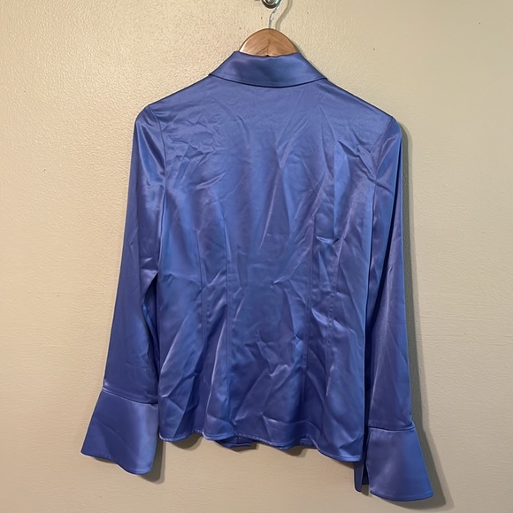 Reformation Samara Satin Shirt in Jacaranda - Picture 9 of 12
